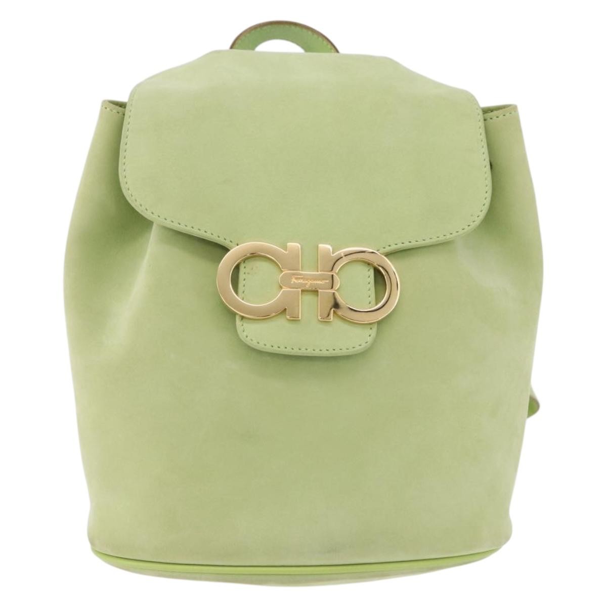 Salvatore Ferragamo Gancini Suede, Green, Suede, Backpack