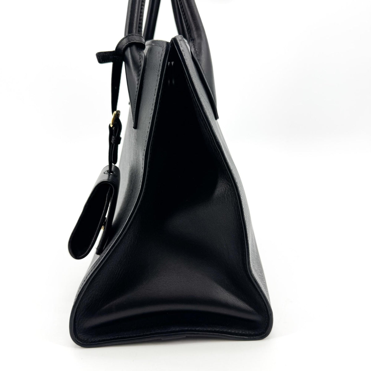 Prada Monochrome Saffiano with City Calf, Black, Leather, Tote Bag