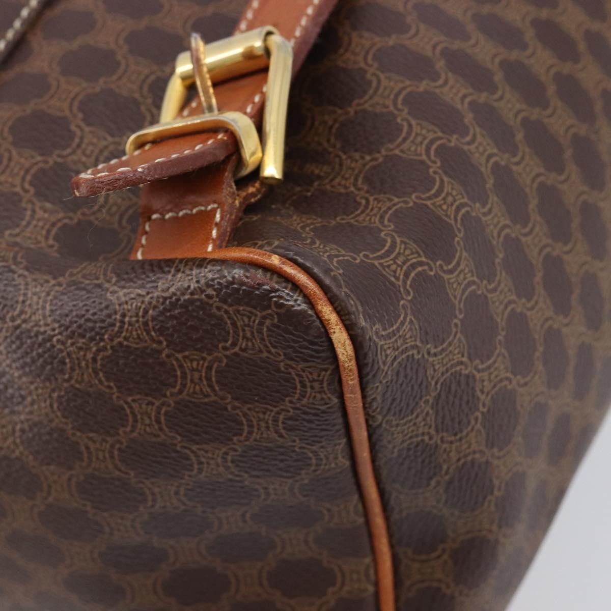 Celine Vintage Macadam Canvas, Brown, Canvas, Backpack