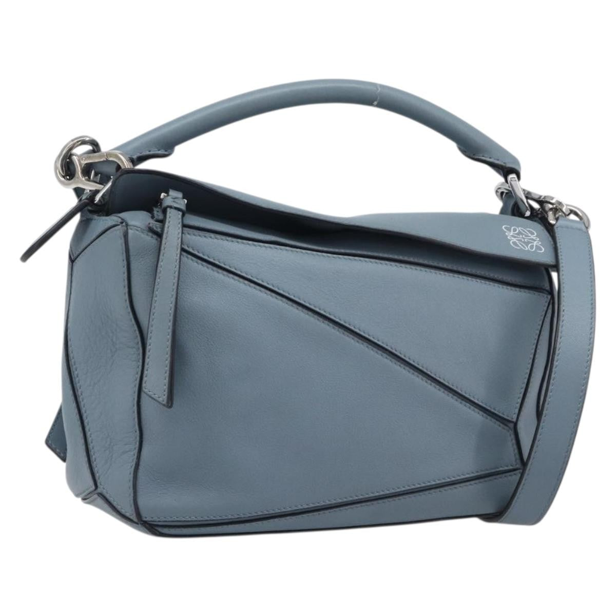 Loewe Puzzle Leather, Blue, Leather, Handbag