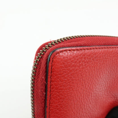 Gucci Logo Zip Card Case Printed Leather, Red, Leather, Wallet
