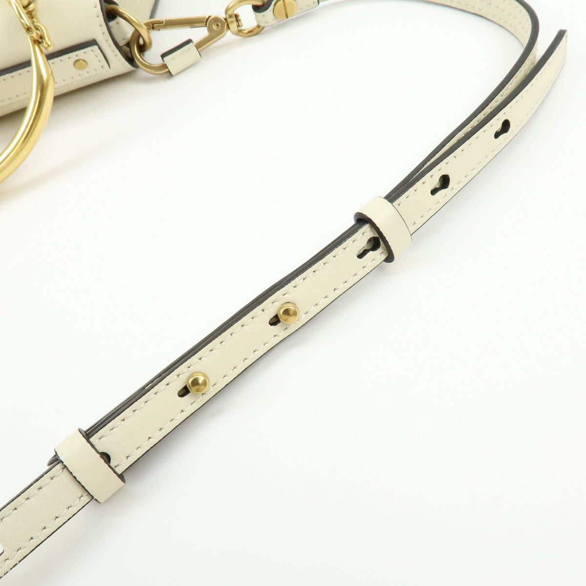 Chloe Nile Studded Suede and Leather, White, Leather, Crossbody Bag