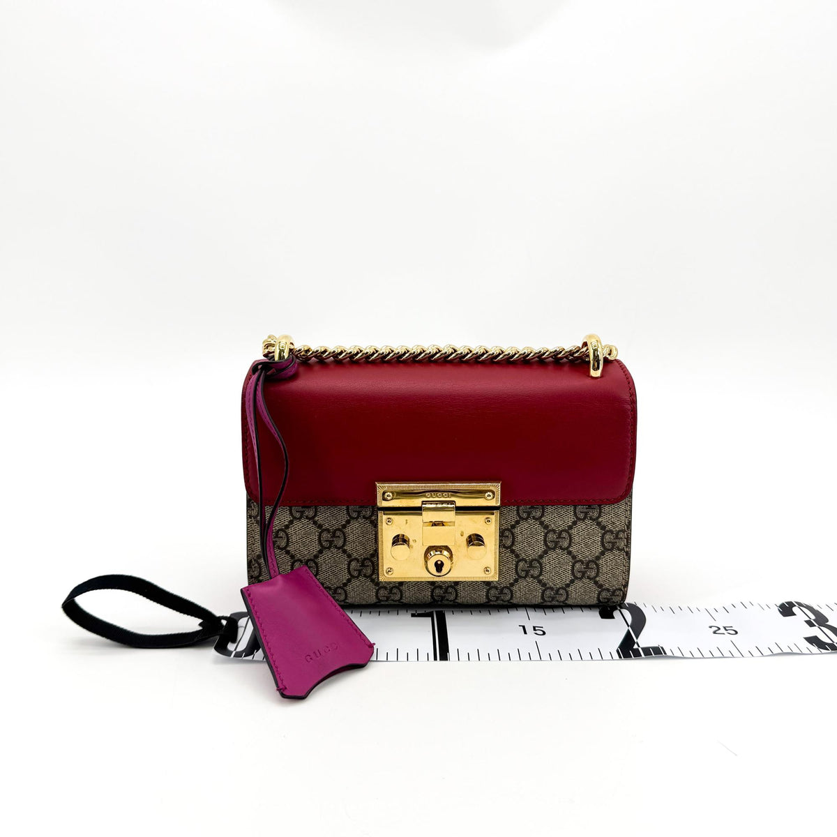 Gucci Padlock Clutch GG Canvas and Leather, Beige, Canvas, Clutch