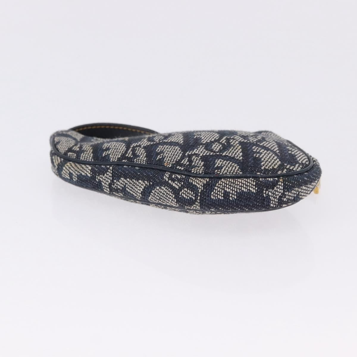 Christian Dior Vintage Saddle Zip Coin Purse Diorissimo Canvas, Navy, Canvas, Clutch