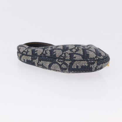Christian Dior Vintage Saddle Zip Coin Purse Diorissimo Canvas, Navy, Canvas, Clutch