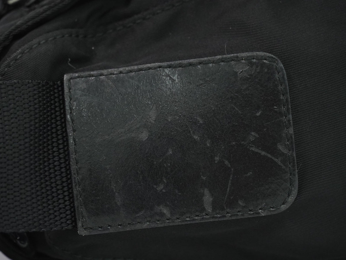 Prada Zip Buckle Messenger Tessuto, Black, Nylon, Shoulder Bag