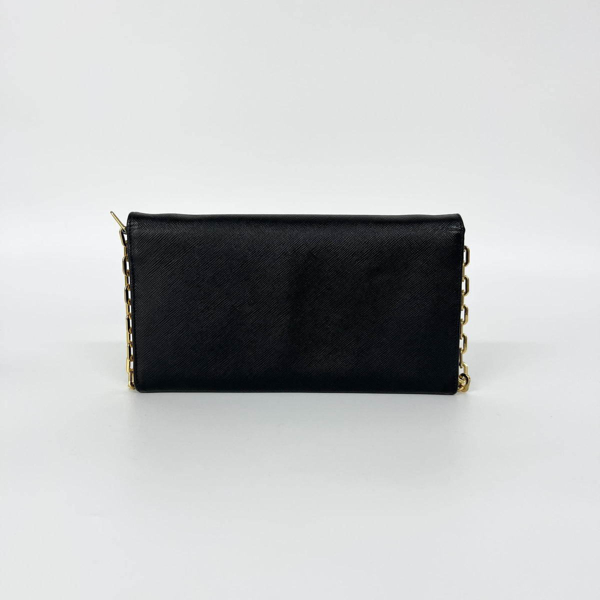 Prada Chain Saffiano Leather, Black, Leather, Crossbody Bag