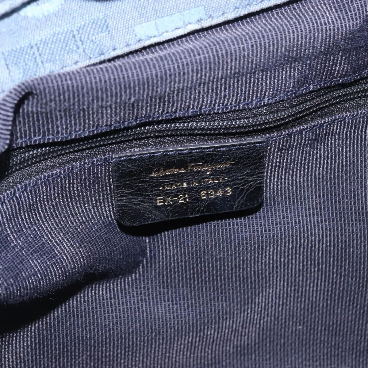 Salvatore Ferragamo Gancini Canvas, Navy, Canvas, Crossbody Bag