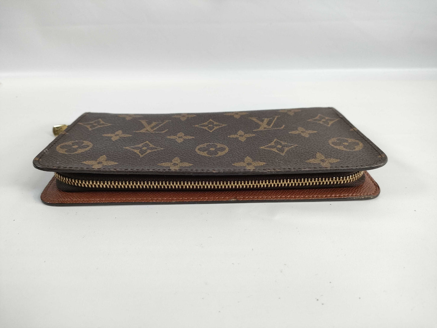 Louis Vuitton Porte-Monnaie Billets Zip Wallet Monogram Glace Leather, Beige, Canvas, Wallet