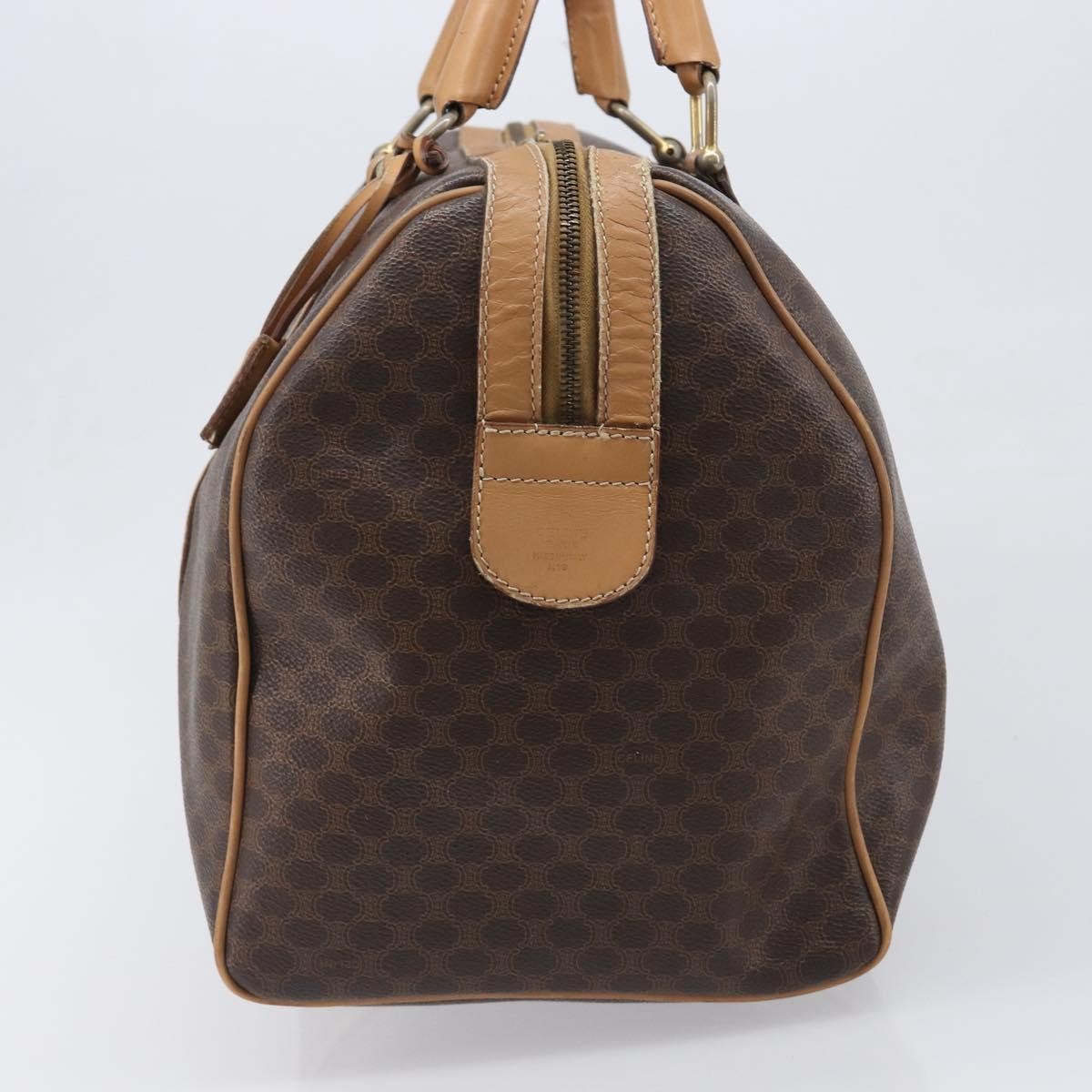 Celine Vintage Duffle Macadam Coated Canvas, Brown, Canvas, Handbag