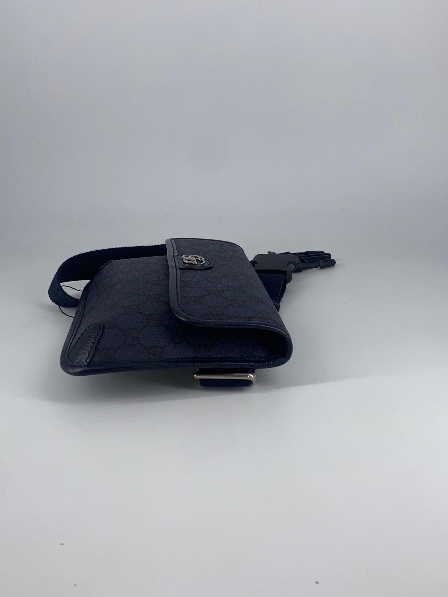 Gucci Flap Belt Bag GG Canvas, NAVY, CANVAS, Shoulder bag