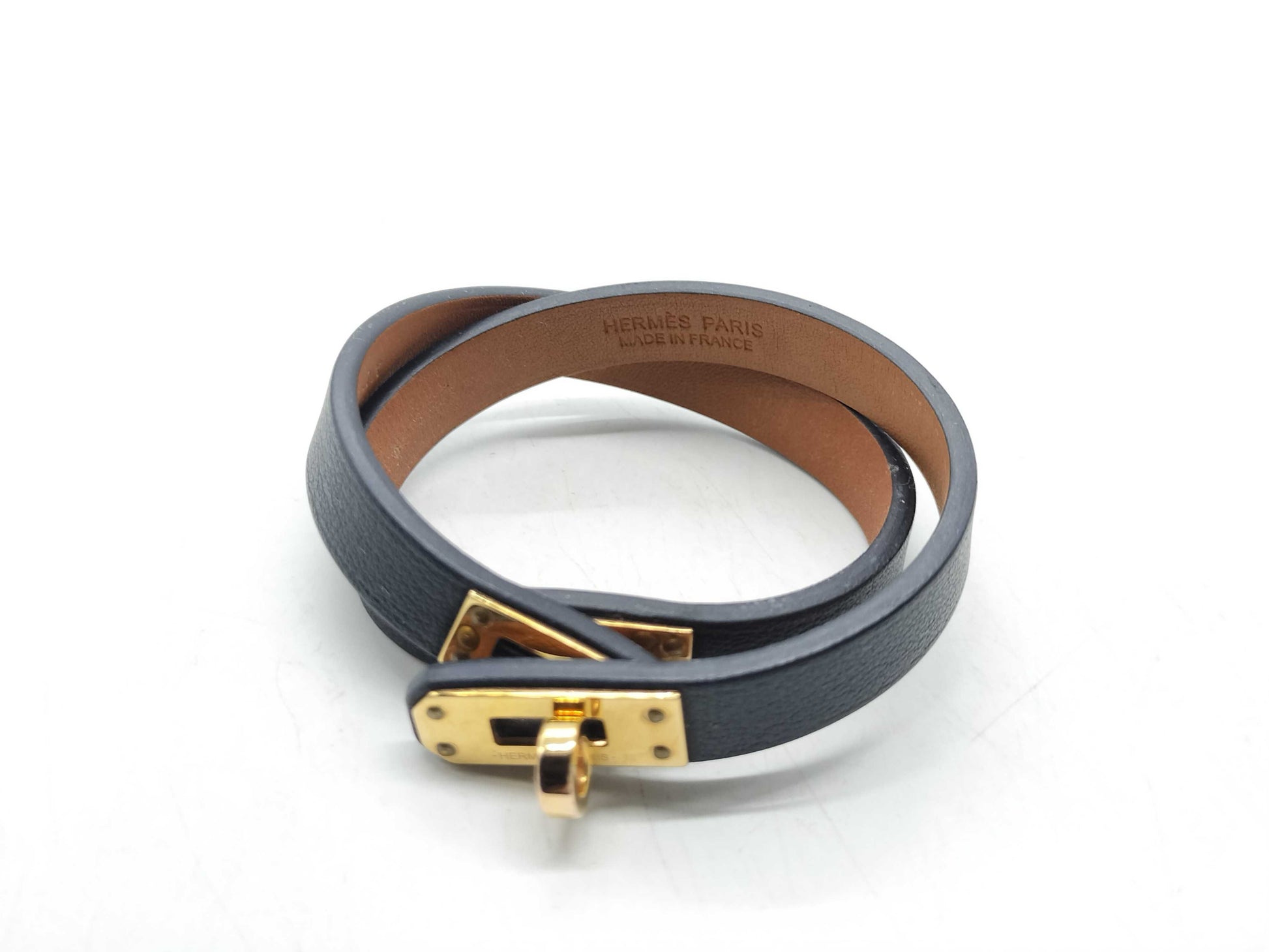 Hermes Kelly Double Tour Bracelet Leather, Neutral, Leather, Bracelet
