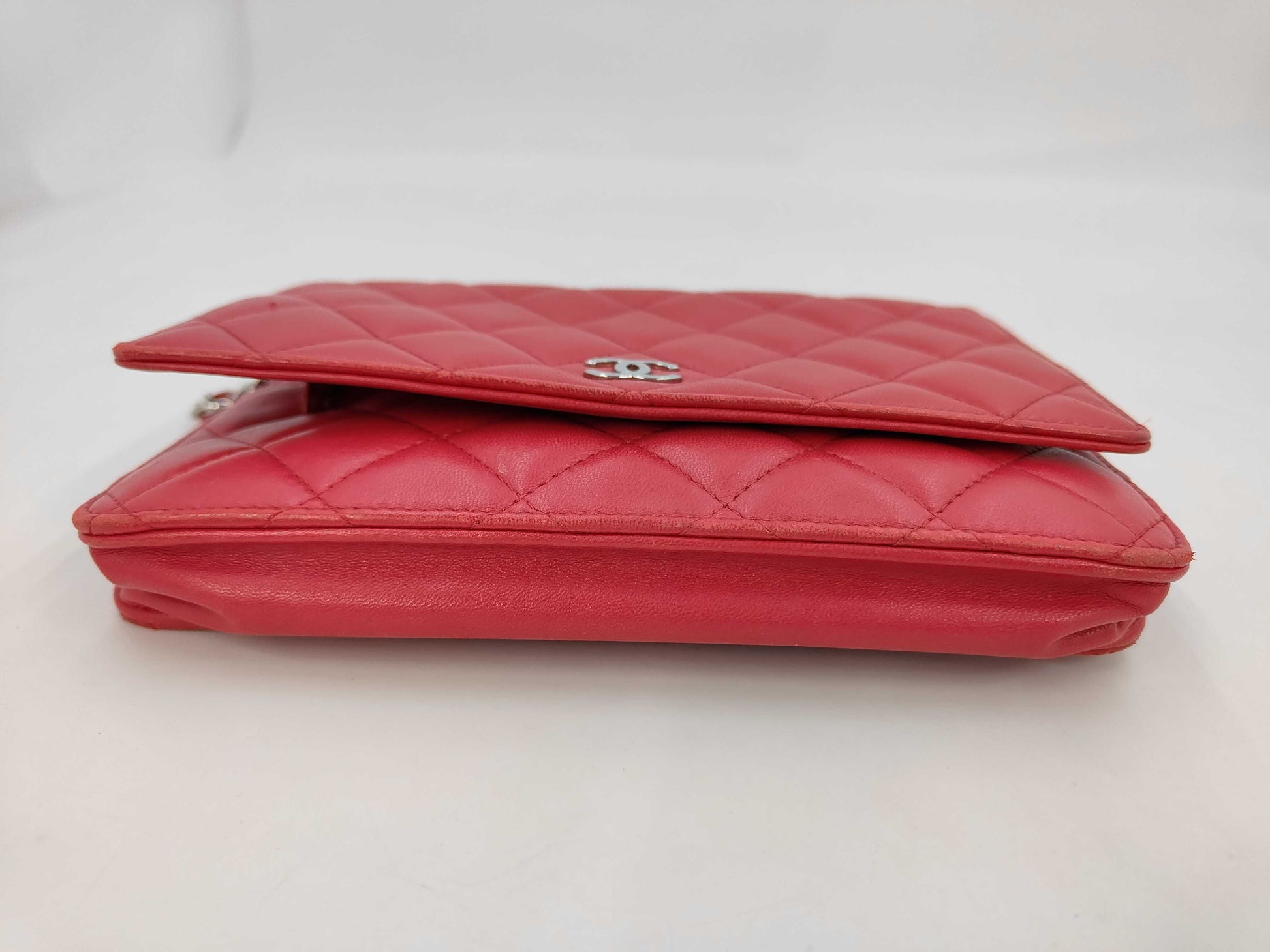 Chanel Timeless CC Wallet on Chain Quilted Goatskin, Red, Leather, Handbag