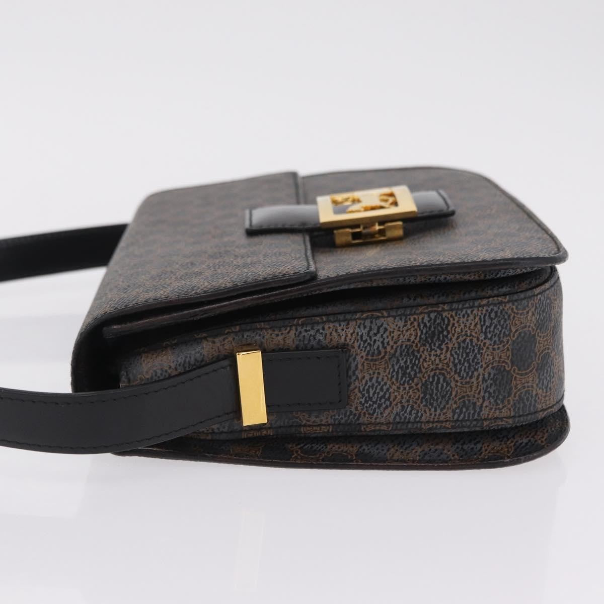 Celine Vintage Horse Carriage C Macadam Canvas and Leather, Black, Canvas, Shoulder Bag