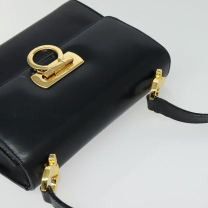 Salvatore Ferragamo Gancini Leather, Black, Leather, Shoulder Bag