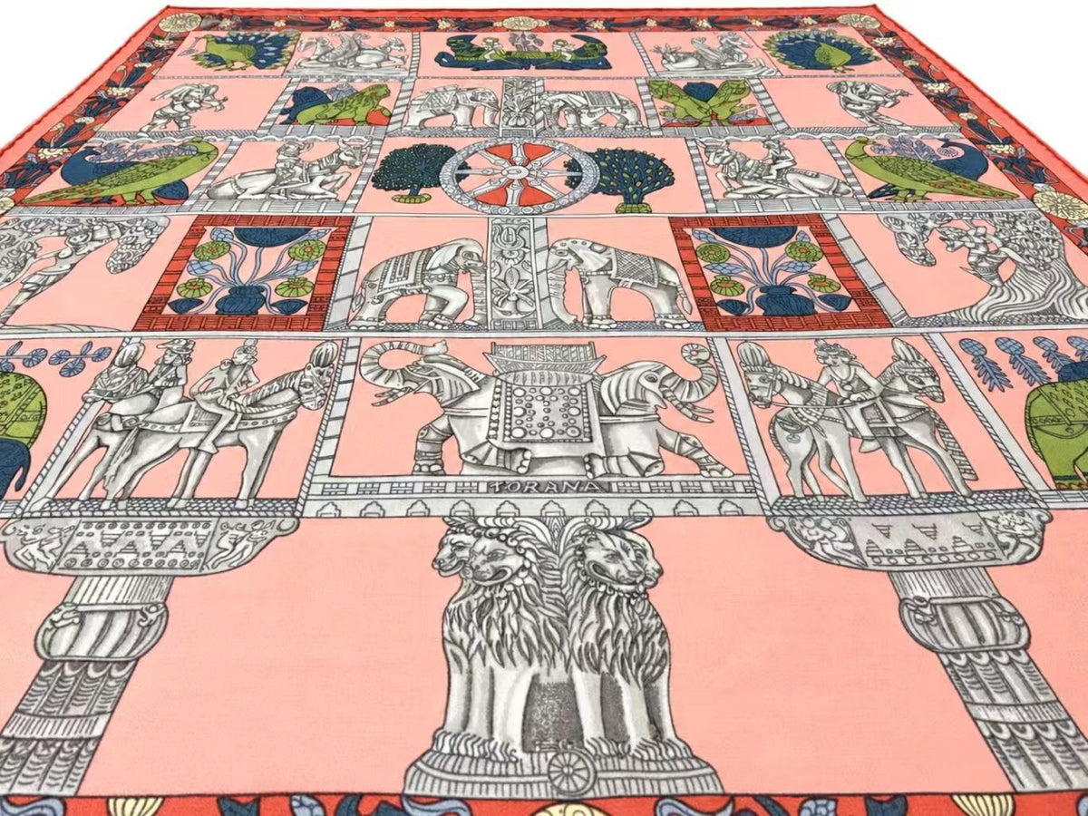 Hermes Carré 40 TORANA 40, Pink, Silk, Scarf