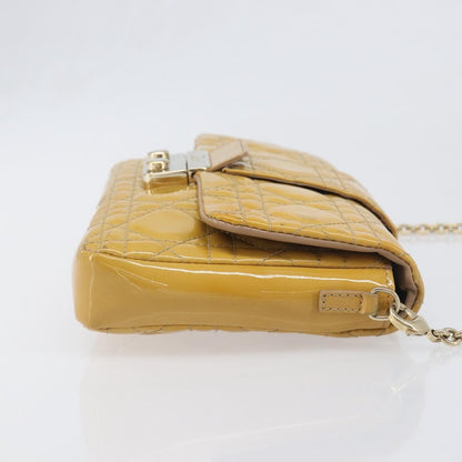 Christian Dior New Lock Cannage Quilt Patent, Yellow, Patent Leather, Clutch