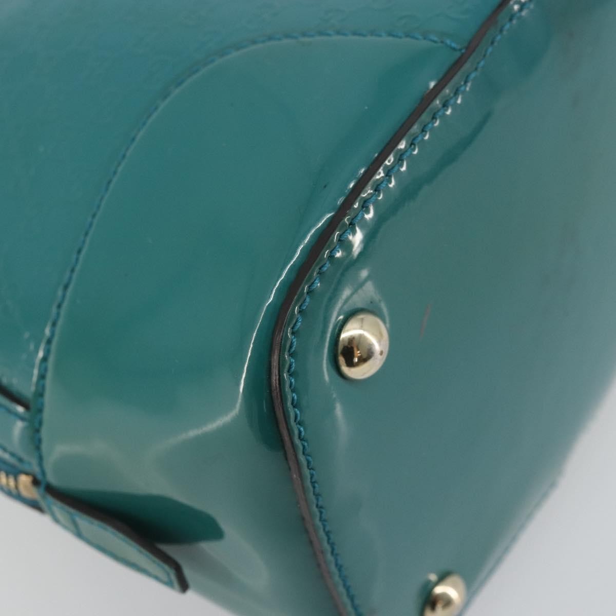 Gucci Nice Top Handle Microguccissima Patent, Turquoise, Patent Leather, Handbag
