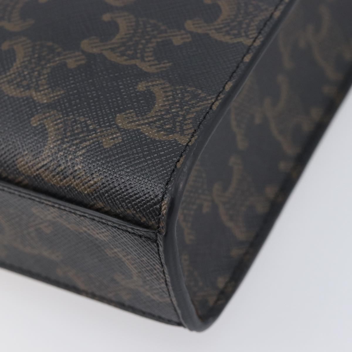 Celine Vertical Cabas Triomphe Coated Canvas, Black, Canvas, Tote Bag
