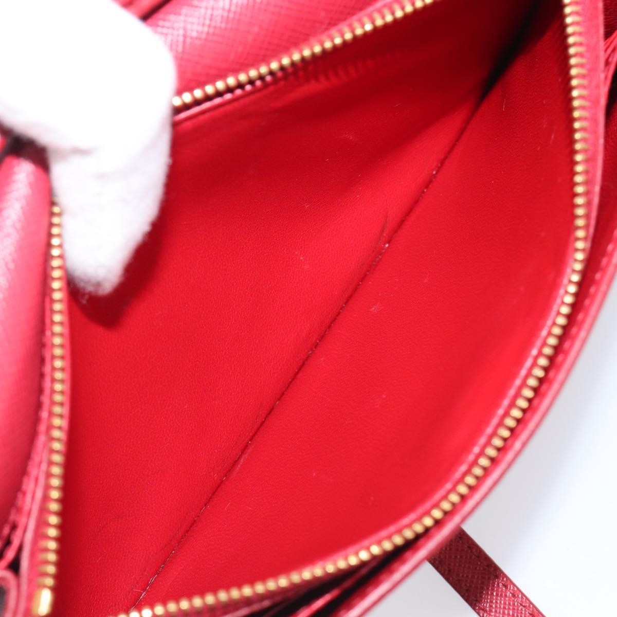 Prada Bow Wallet on Strap Saffiano Leather, Red, Leather, Crossbody Bag