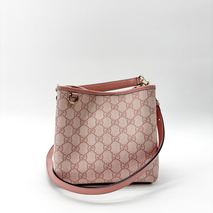 Gucci GG Emblem Bucket Bag GG Coated Canvas, Pink, Canvas, Shoulder Bag
