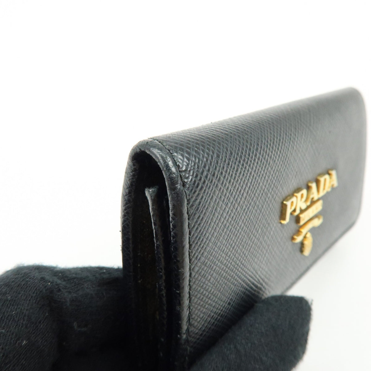 Prada Flap Saffiano Leather, Black, Leather, Wallet