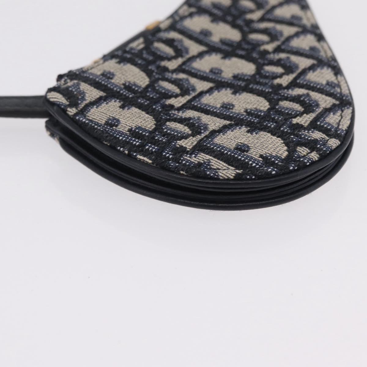Christian Dior Vintage Saddle Zip Coin Purse Diorissimo Canvas, Navy, Canvas, Clutch
