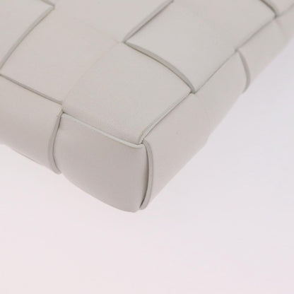 Bottega Veneta The Snap Clutch Maxi Intrecciato Leather with Wood and Metal, White, Leather, Clutch