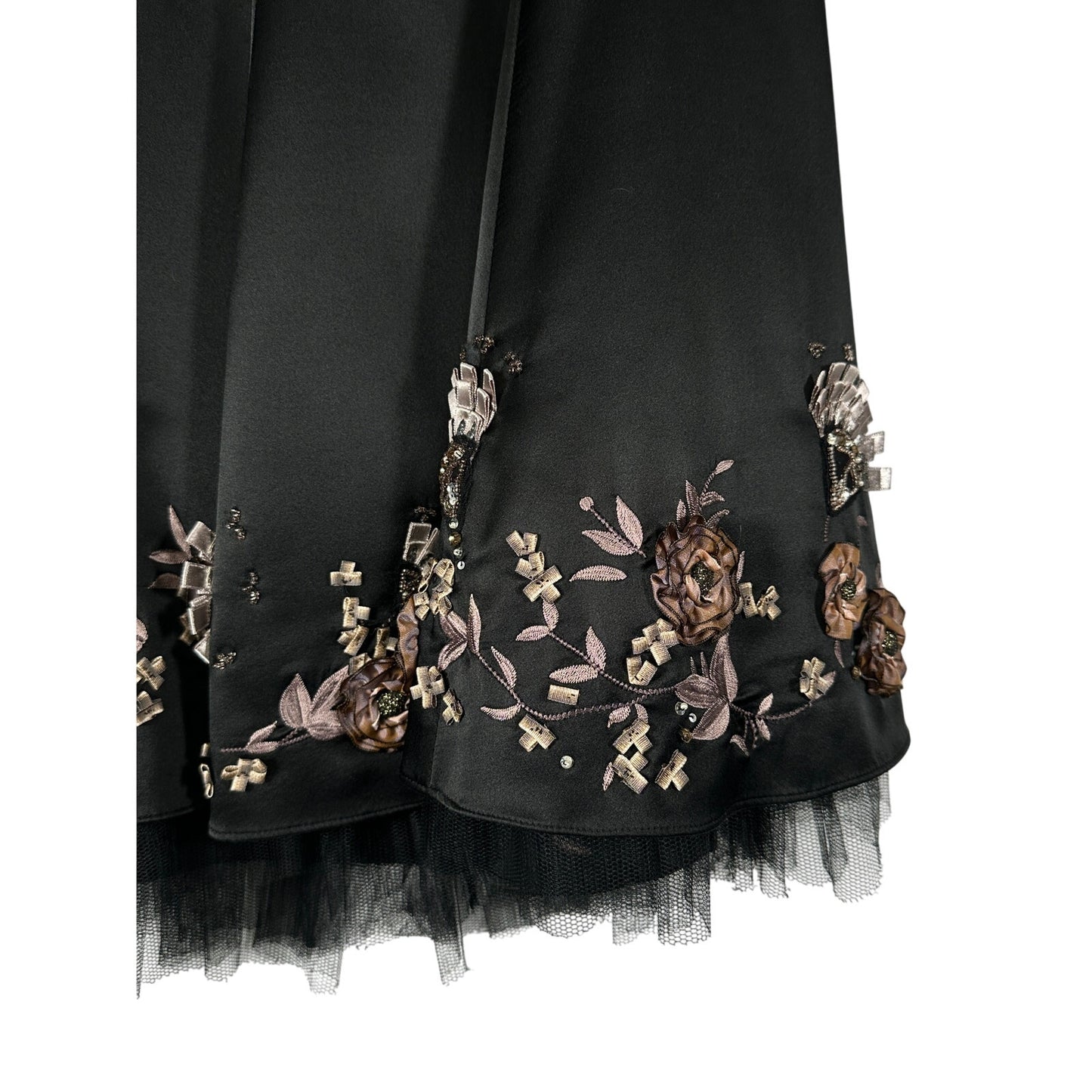 KAREN MILLEN Embroidered Silk Skirt