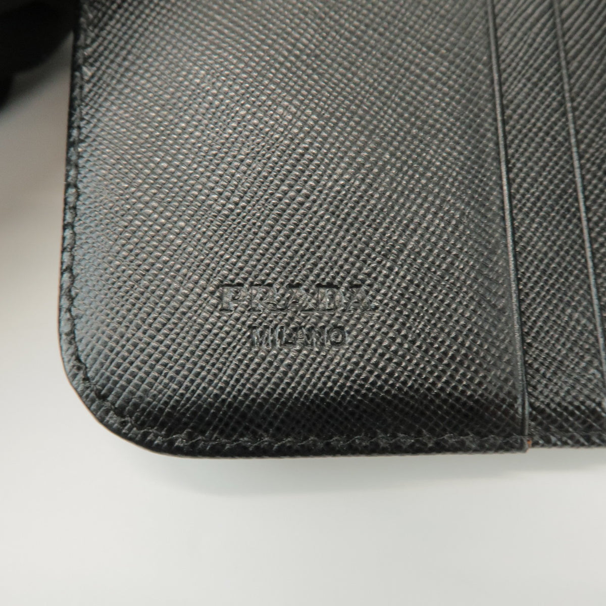 Prada Bifold Zip Around Saffiano Leather, Black, Leather, Wallet