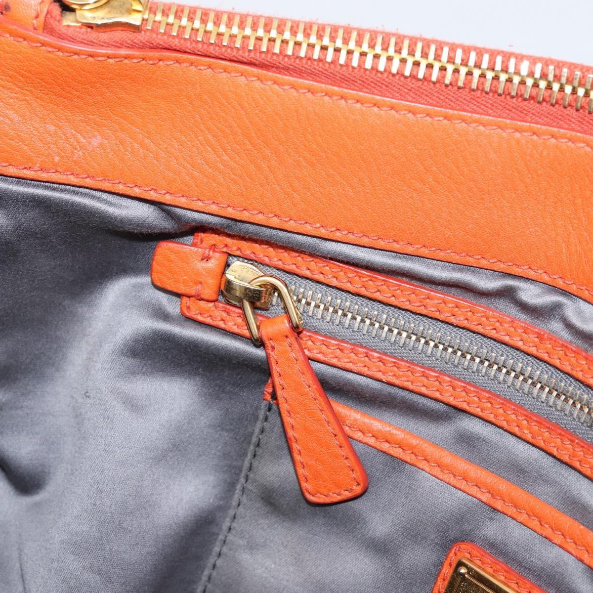 Miu Miu Caribou Convertible Tote Leather, Orange, Leather, Handbag