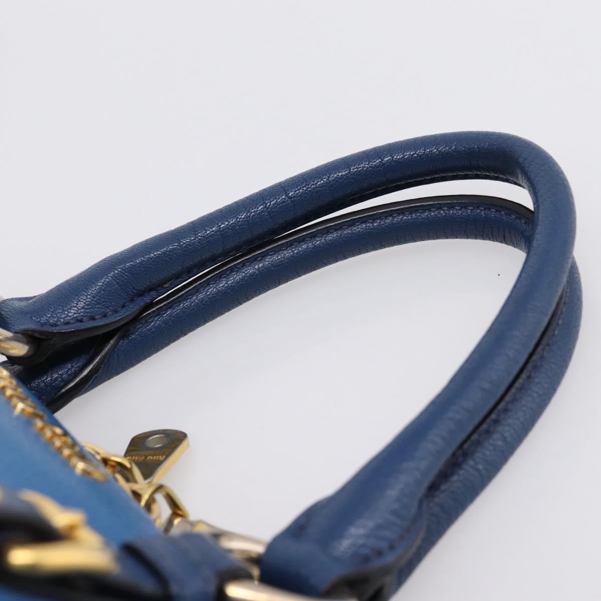 Miu Miu Madras Bowler Leather, Blue, Leather, Handbag