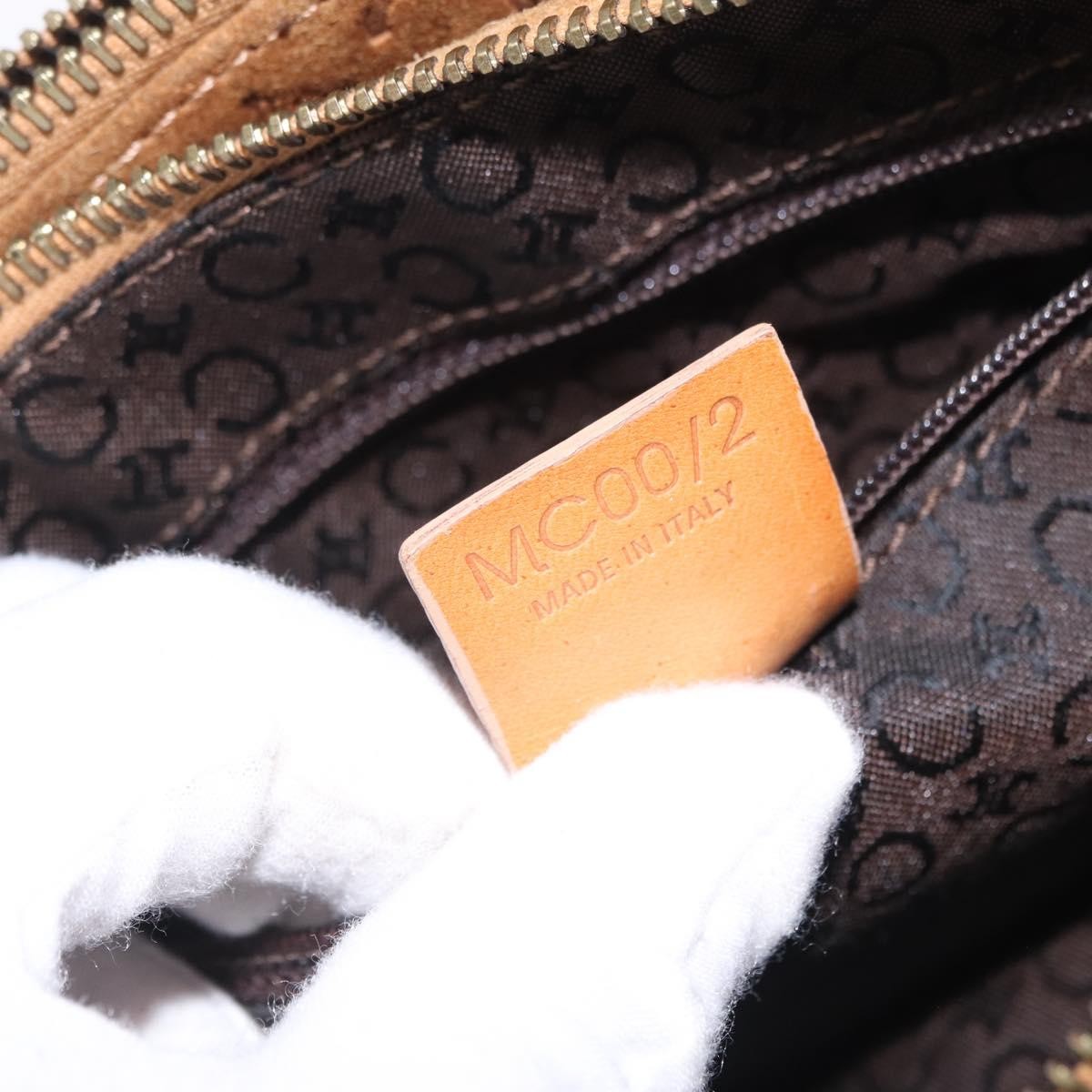 Celine C Macadam Shoulder Suede, Brown, Suede, Handbag