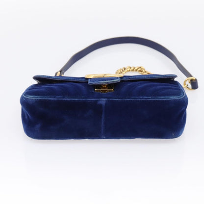 Gucci GG Marmont Matelassé Velvet, Blue, Velvet, Shoulder Bag