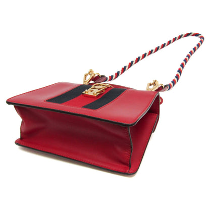 Gucci Sylvie Top Handle Leather, Red, Leather, Handbag