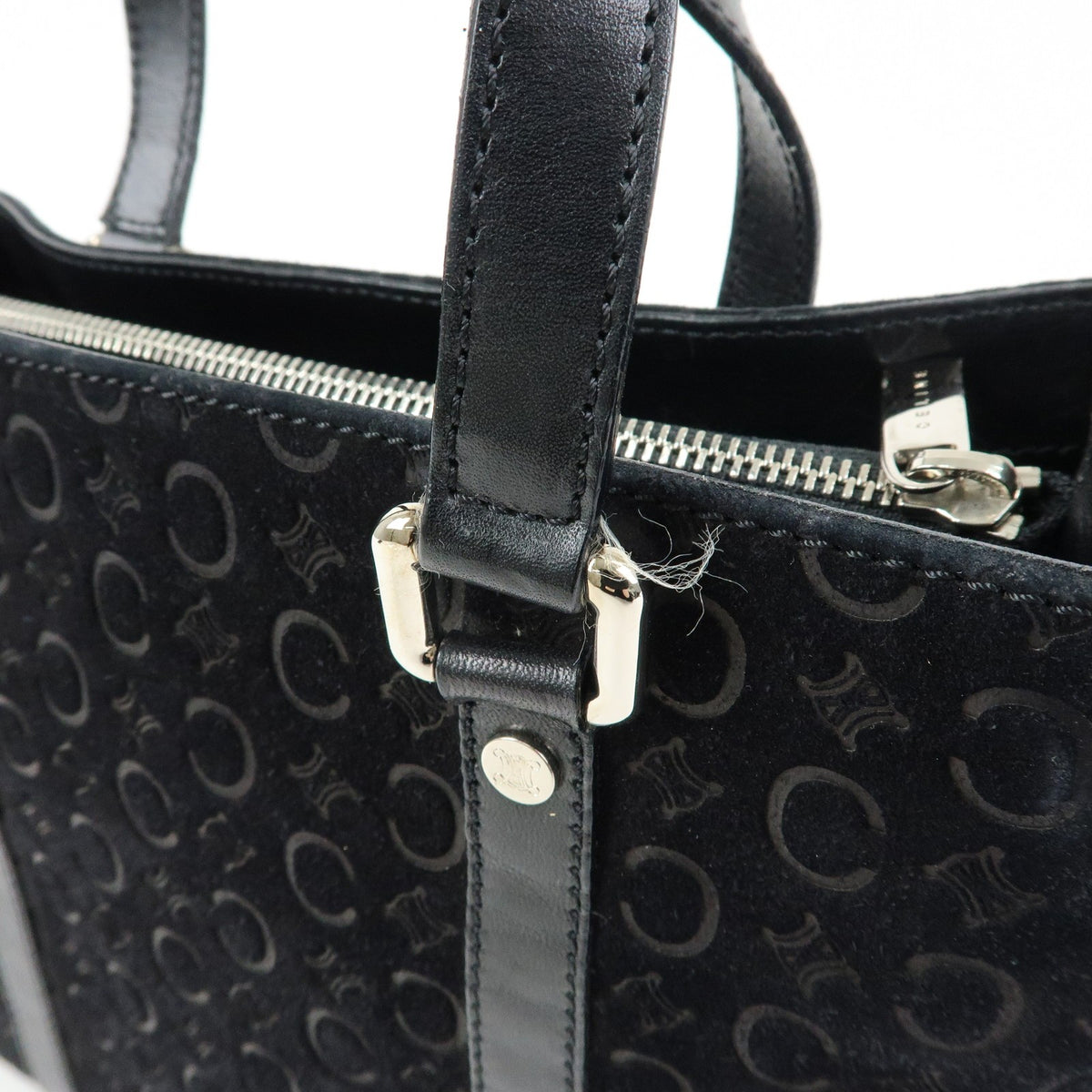 Celine C Macadam Tote PVC leather/ Macadam canvas, Black, Suede, Shoulder Bag