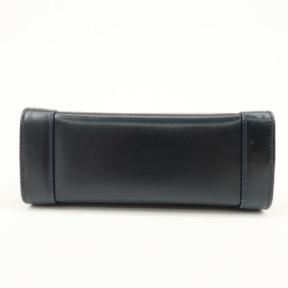 Salvatore Ferragamo Vintage Gancini Flap Leather, Navy, Leather, Shoulder Bag
