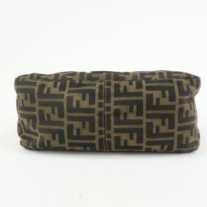 Fendi Round Flap Baguette Zucca Canvas, Brown, Canvas, Shoulder Bag