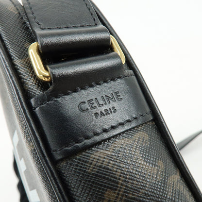 Celine Logo Messenger Triomphe Coated Canvas, Brown, Canvas, Handbag