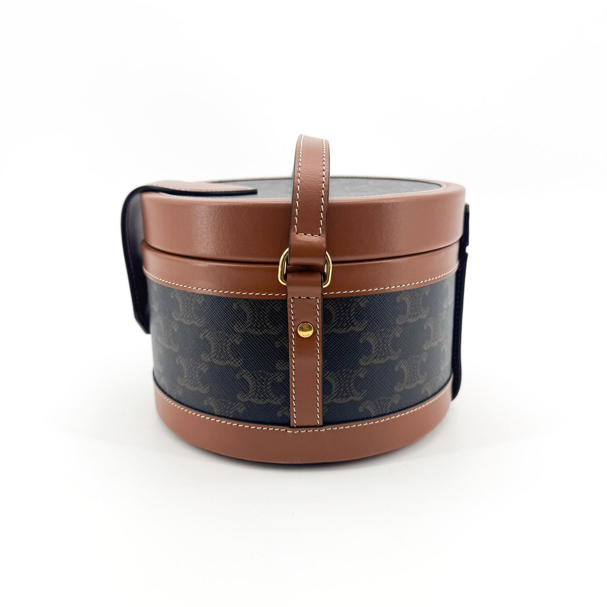 Celine Tambour Triomphe Coated Canvas, Black, Canvas, Handbag
