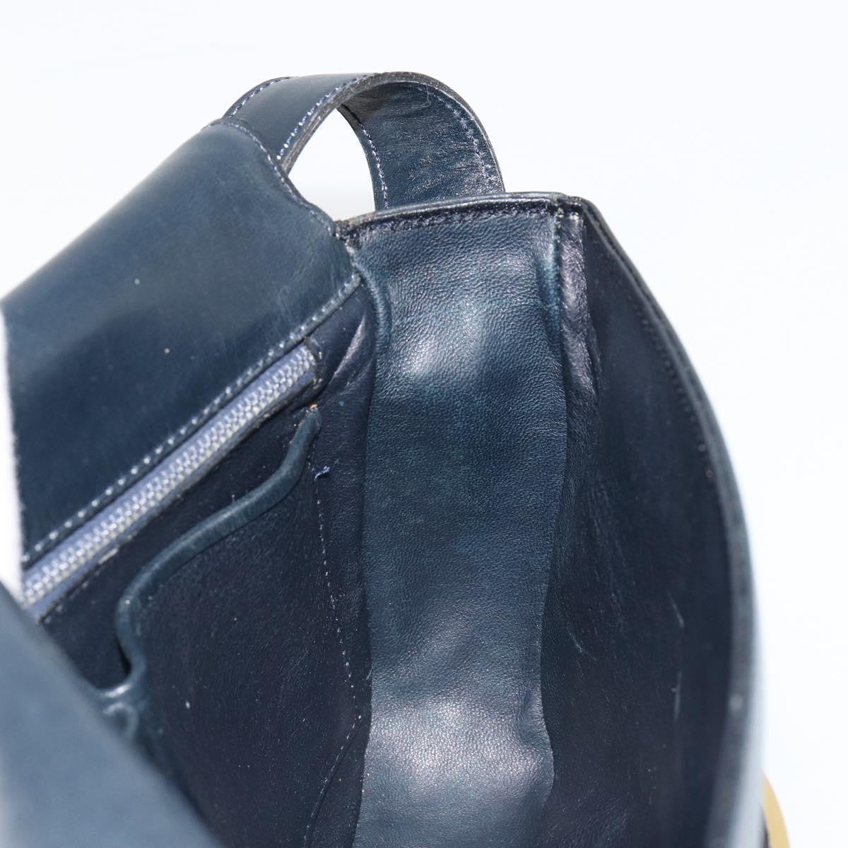 Celine Shoulder Leather, Navy, Leather, Shoulder Bag