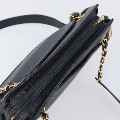 Chanel Vintage Zipped Chain Caviar, Black, Leather, Tote Bag
