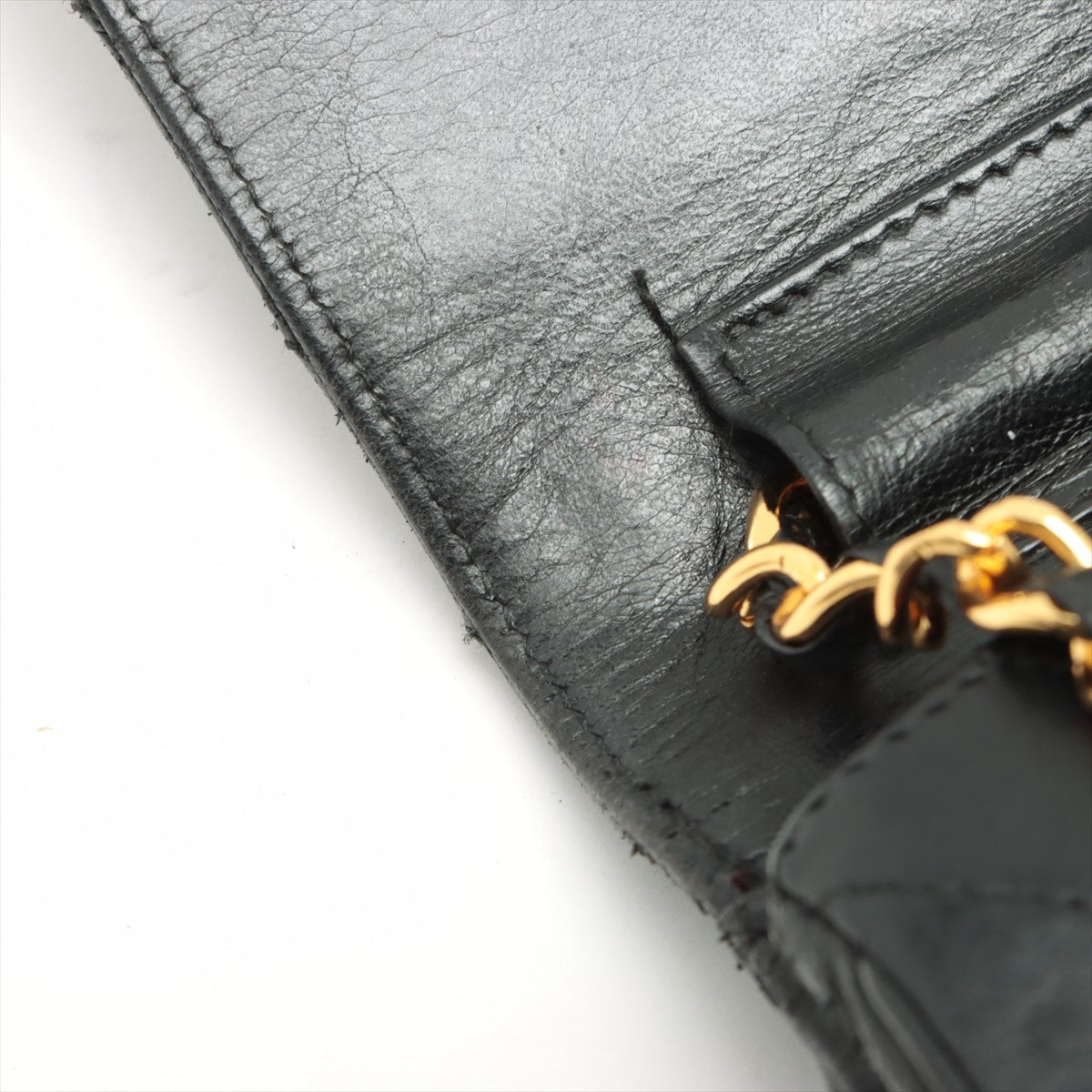 Chanel V-Stich, Black, Leather, shoulder