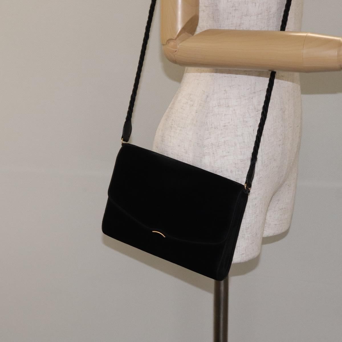 Gucci Vintage Flap Velvet, Black, Velvet, Shoulder Bag