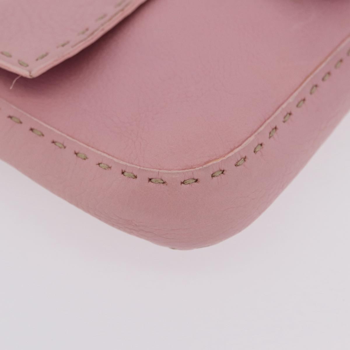 Fendi Selleria Baguette Leather, Pink, Leather, Handbag
