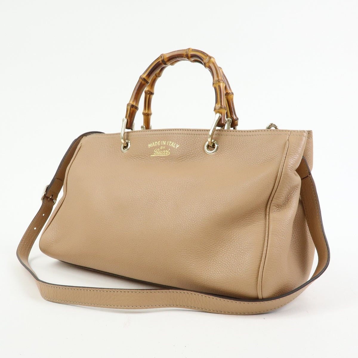 Gucci Bamboo Shopper Leather, Beige, Leather, Tote Bag