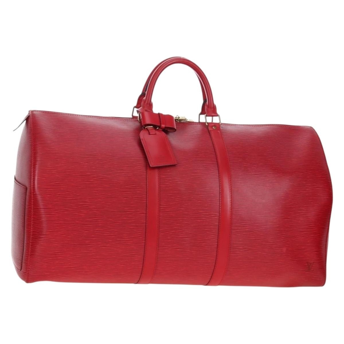 Louis Vuitton Keepall Epi, Red, Leather, Travel Bag