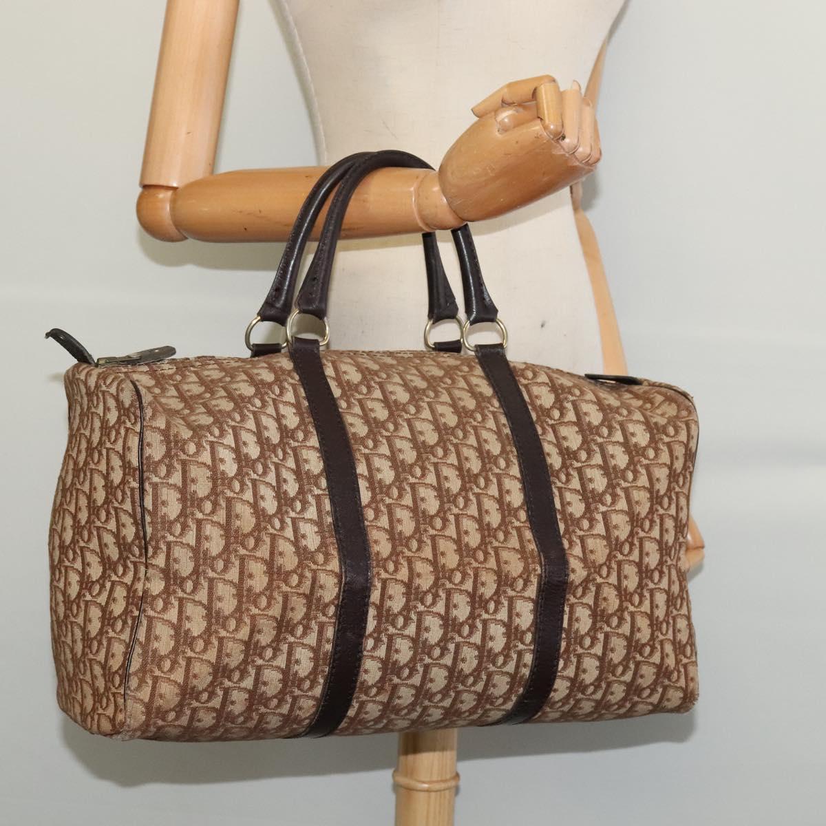 Christian Dior Vintage Trotter Boston Bag Canvas, BROWN, CANVAS, Travel bag