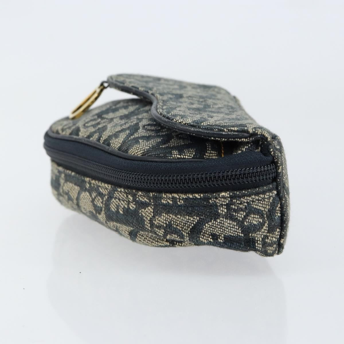 Christian Dior Vintage Saddle Coin Purse Diorissimo Canvas, Blue, Canvas, Card Holder