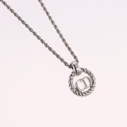 Christian Dior VIntage Circle Pendant Metal, Silver, Metal, Necklace